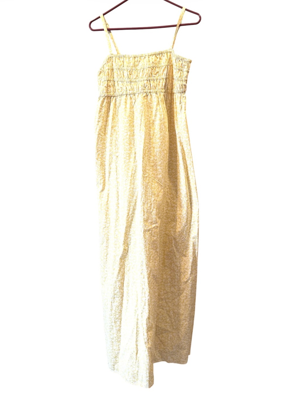 🎅🏻 SALE True Craft NWT large Yellow Smocked Strap maxi Sundress - Picture 7 of 7